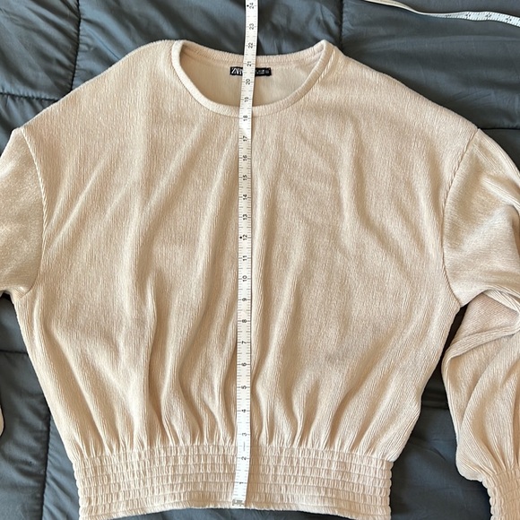 Zara Ribbed Top Beige Size Small - Picture 7 of 9